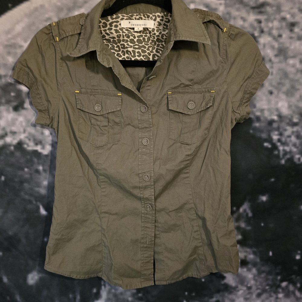 Forever 21 Khaki Button-Down Shirt